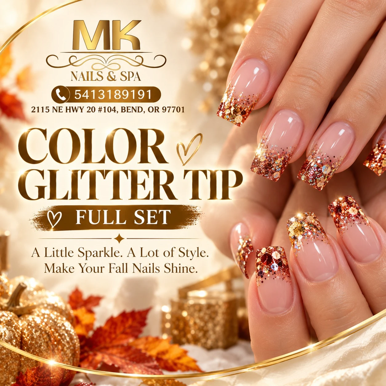 Color Glitter Tip Full Set